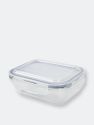 Michael Graves Design 21 Ounce High Borosilicate Glass Rectangle Food Storage Container with Indigo Rubber Seal