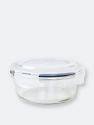 Michael Graves Design 21 Ounce High Borosilicate Glass Round Food Storage Container with Indigo Rubber Seal