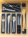 Michael Graves Design Large 6 Compartment Rubber Lined Plastic Cutlery Tray, Indigo