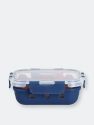 Michael Graves Design Rectangle Small 12 Ounce High Borosilicate Glass Food Storage Container with Plastic Lid, Indigo