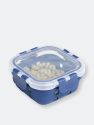 Michael Graves Design Square 13 Ounce High Borosilicate Glass Food Storage Container with Plastic Lid, Indigo