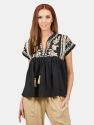 Meimei Embroidered Blouse - Black