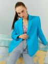 Double-Breasted Linen Blazer - Blue