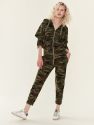 Stasia French Terry Zip Sweat Jumpsuit  - Olive Camo
