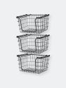 Oceanstar Stackable Metal Wire Storage Basket Set for Pantry, Countertop, Kitchen or Bathroom - Black