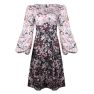 Daphne Midi Dress With Bust Seam Detail And Blouson Sleeves / Mixed Black And Milky White Florals Cotton