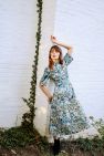 Esther Dress / Dusk Blue Floral Cotton