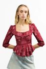 Mari Top / Ruby Red + Alabaster Cotton Toile