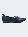 Piper Black Flat Leather Loafers - Black