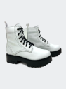 Smooth White Combat Boots