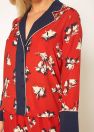 Floral Navy Contrast Pajama Blouse