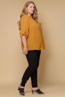 Plus Size 3/4 Sleeve Multi Layered Cuff Blouse In Solid - Mustard