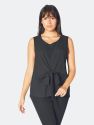 Sleeveless Knot Front Woven Top in Black - Black