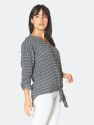 Tie-Neck- 3/4 Button Front Tunic in Slate