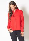 Women's Button Up Basic Everyday Shirt - Bright Red