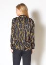 Women's Chained Print Scarf Tie Blouse