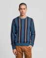 Crew Neck Multicolored Jacquard Knit Sweater With Rider Stripe Pattern - Rider Stripe