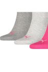 Puma Unisex Adult Quarter Training Ankle Socks (Pack of 3) (Pink/Gray/Charcoal Grey)