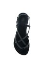 Rita Black Strappy Flat Leather Sandals