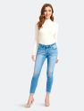 Ripped Slim Cut Cropped Jeans 2127 - Blue