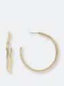 Bamboo + Cz Hoop Earrings - Gold