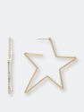 Cubic Zirconia Encrusted Star Earrings - Gold