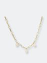 Freshwater Pearl Paper Clip Chain Necklace - Gold