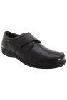 Mens Fuller Fitting Superlight Touch Fastening Leather Shoes - Black - Black