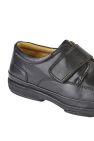 Mens Leather Wide Fit Touch Fastening Casual Shoes (Black)