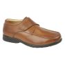Mens Leather XXX Extra Wide Touch Fastening Casual Shoe (Tan) - Tan
