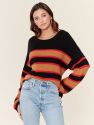 Ezra Stripe Crewneck Sweater - Black Amber Stripe
