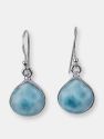 Larimar Heart Sterling Dangle Earrings - Blue