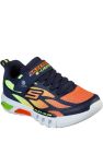 Skechers Boys Flex-Glow Dezlo Mesh Sneakers (Navy/Orange/Lime Green) - Navy/Orange/Lime Green