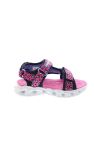 Skechers Girls S Lights Heart Lights Savvy Cat Sandal (Hot Pink/Blue)