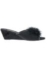 Womens/Ladies Anne Jewelled Rosette Boa Mule Slippers (Black)