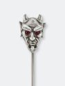 Devil Lapel Pin in Oxidized Silver with Ruby or Diamond Eyes - Silver