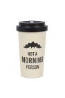 Something Different Not A Morning Person Bamboo Travel Mug - Off white/black