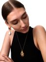 Lola Crystal Baroque Pearl Drop Earrings - Gold/Ruby