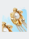Titania Pearl Crystal Fringe Earrings - Gold