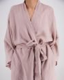 Leia Mid-Length French Linen Robe - Bisque