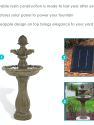 2-Tier Solar Power Outdoor Water Fountain with Battery 46" Pineapple Black