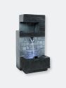 Modern Tiered Brick Wall Tabletop Water Fountain Feature w/  LED - Default Title