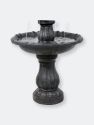 Sunnydaze 2-Tier Solar Outdoor Water Fountain with Battery - 35" - Black Finish