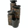Sunnydaze Staggered Bowls Tiered Water Fountain with LED Lights - 34 in - Brown