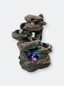 Tabletop Indoor Water Fountain Led Lights 13" Staggered Rock Falls Table Decor - Default Title