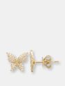 Butterfly Stud Statement Earrings - Yellow Gold