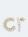 Diamond Pearl Statement Earrings - Yellow Gold