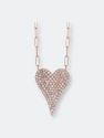 Medium Elongated Pave Heart Paperclip Necklace