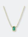 Mixed Shapes Gemstone Bezel Pendant Necklace - White Gold