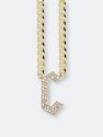 Pave Gothic Initial Cuban Link Necklace - White Gold